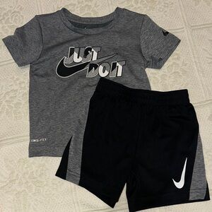 Nike Kids' Gray Tee and Black Shorts Set